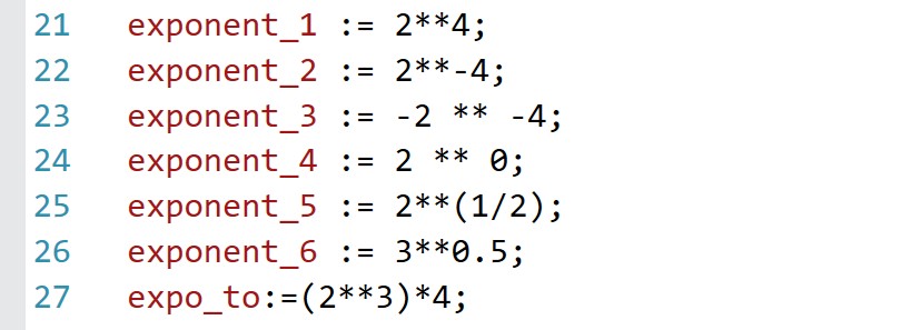Structured Text Exponent Arithmetic Operators